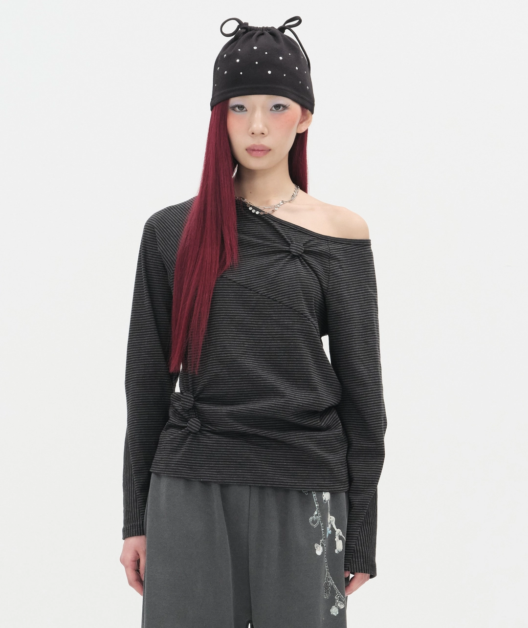 타입서비스 Striped Seam Button Top [Black] 상품 이미지 2