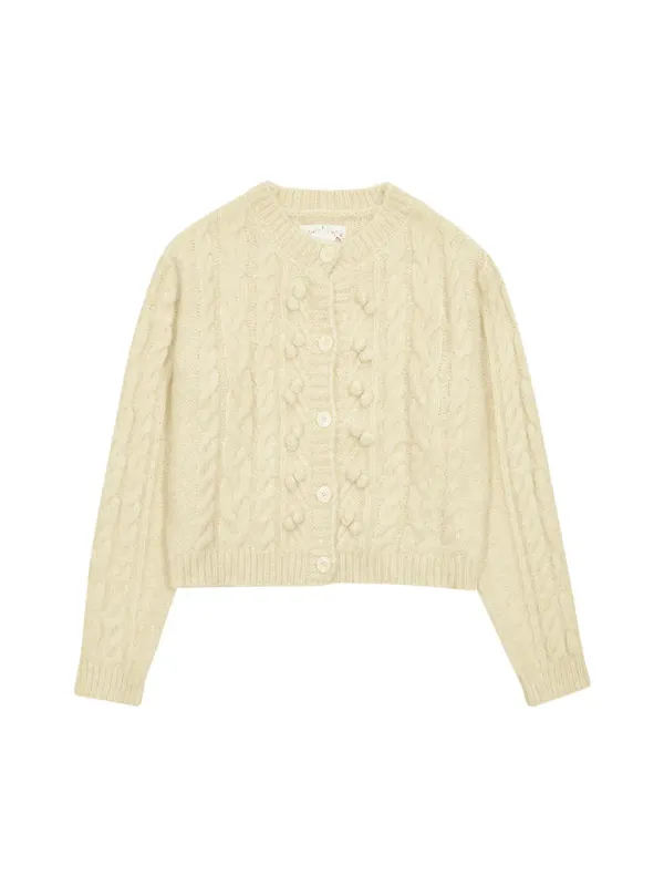 POM POM TWIST CARDIGAN (YELLOW)