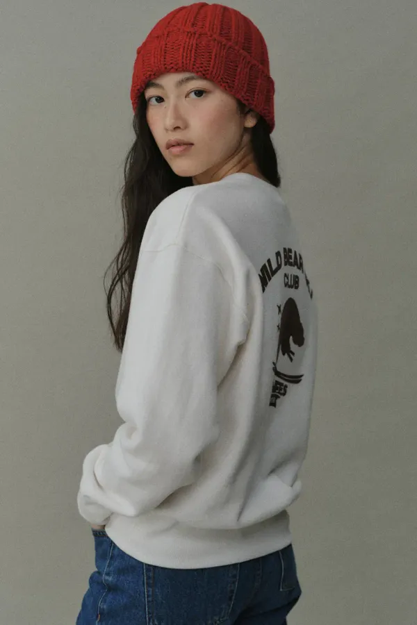 back print peachskin sweatshirts (ivory)
