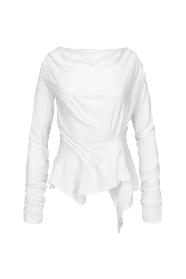 INCLINE DRAPING LONG SLEEVE IVORY