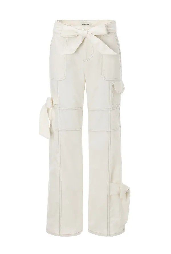 Ribbon linen pants