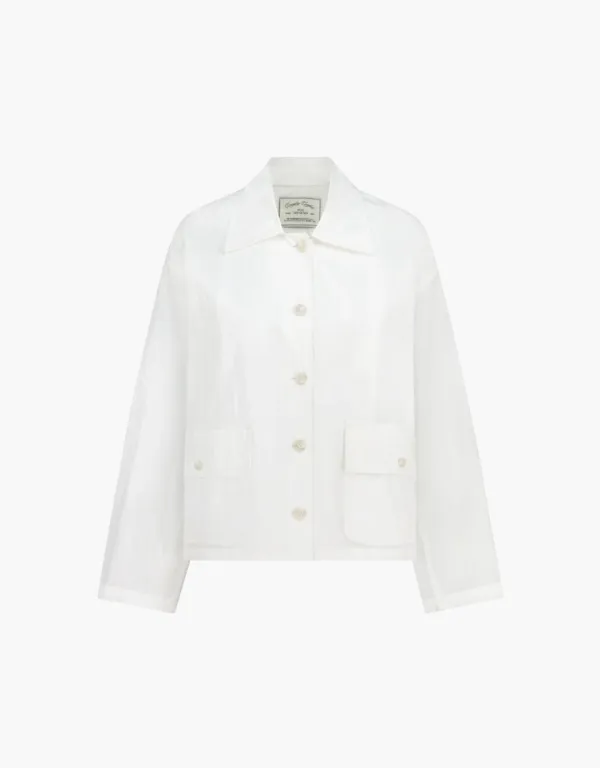 cotton blend crop jacket - white