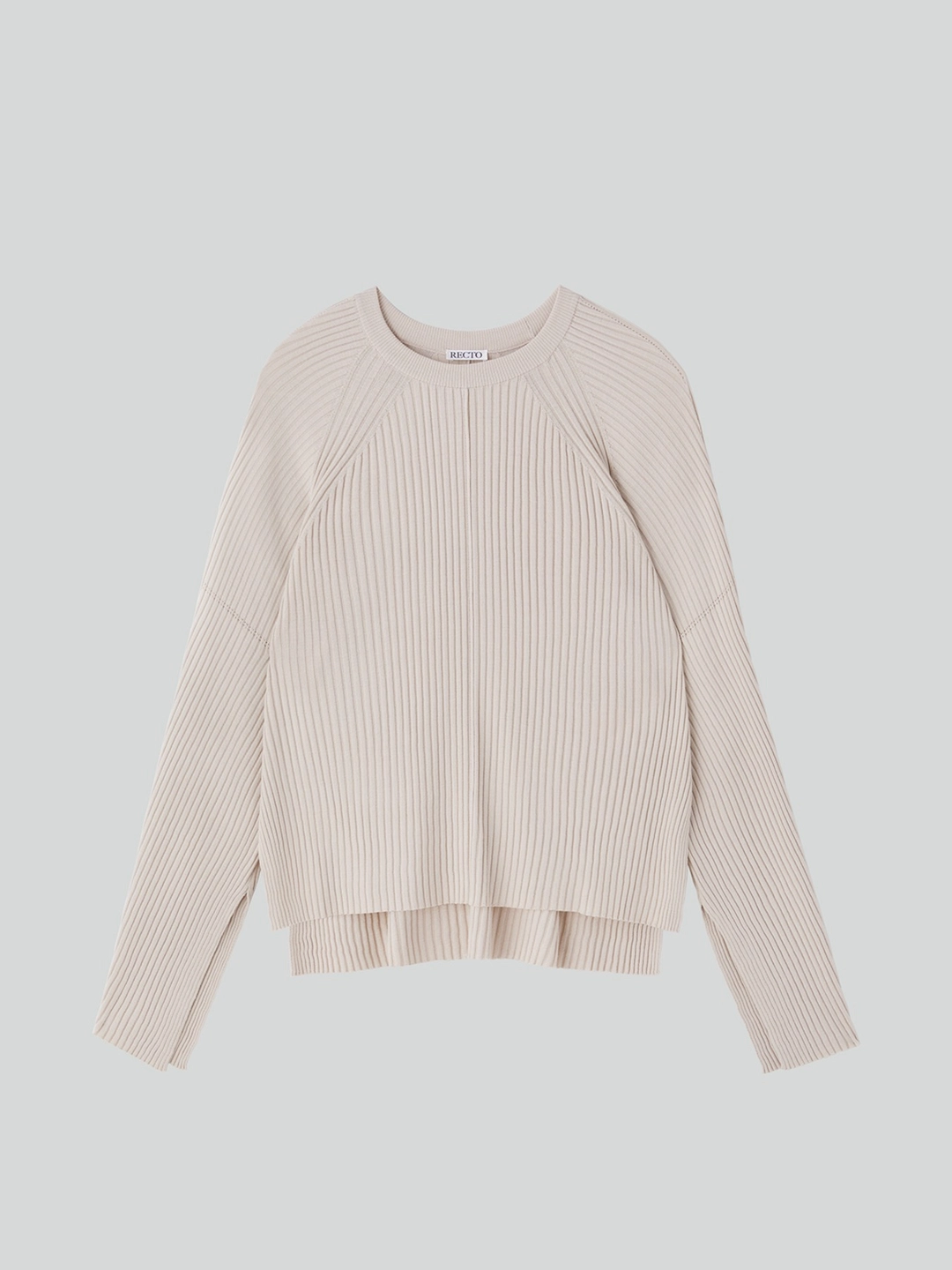 렉토 SLIT-CUFFS RIBBED KNIT TOP (LIGHT BEIGE) 상품 이미지 1