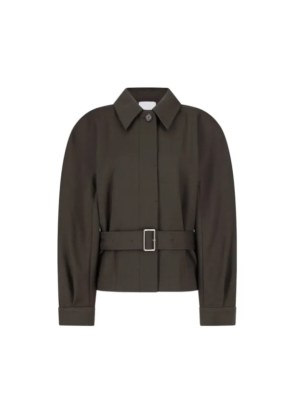 Belted wool jacket, Brown