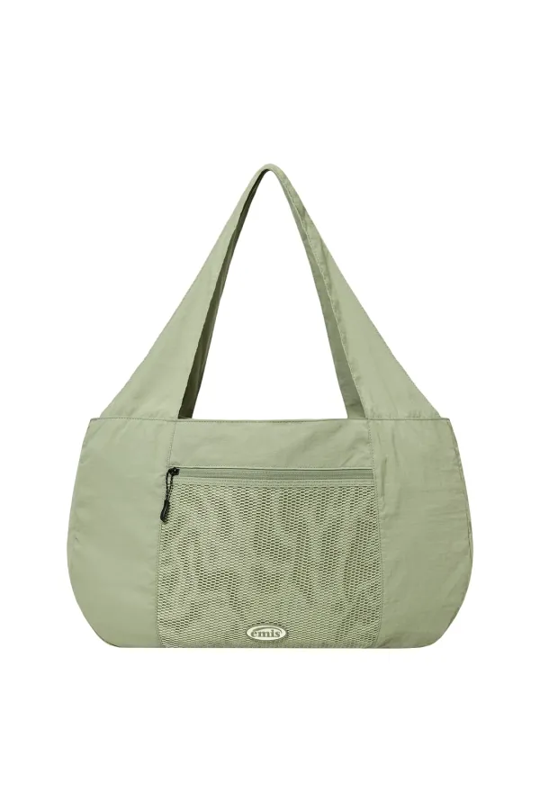 MESH NYLON SHOULDER BAG-OLIVE