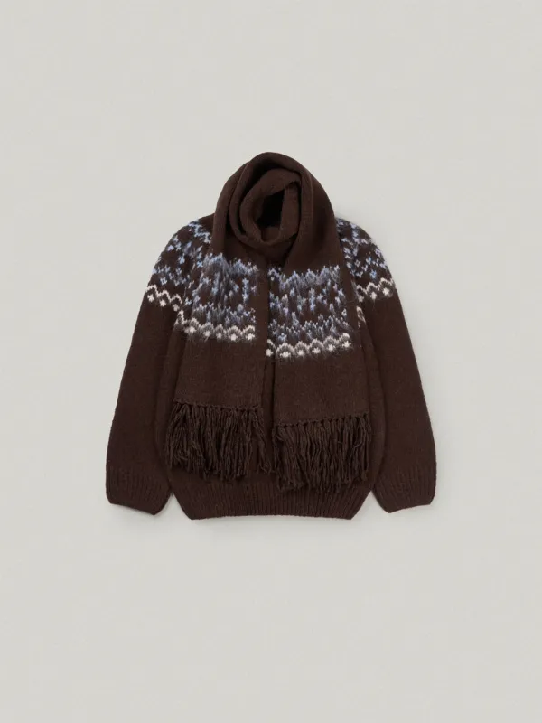 NOEL COWICHAN KNIT MUFFLER SET (BROWN)