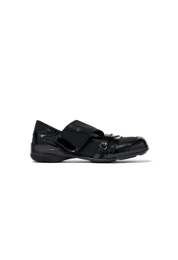 CROSS BAND MESH FLATS, BLACK