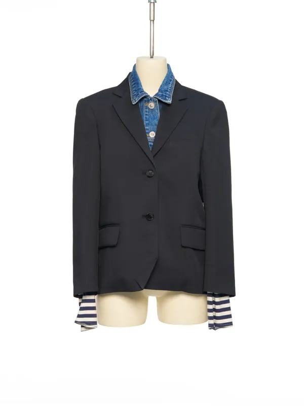 PS26 BLACK DENIM LAYERED SINGLE JACKET