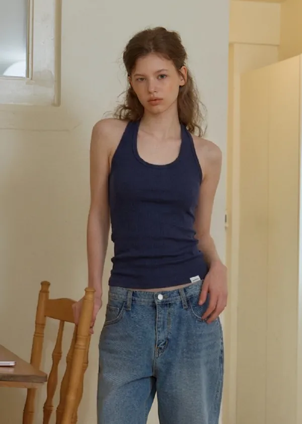 ANC BASIC HALTER NECK SLEEVELESS_NAVY