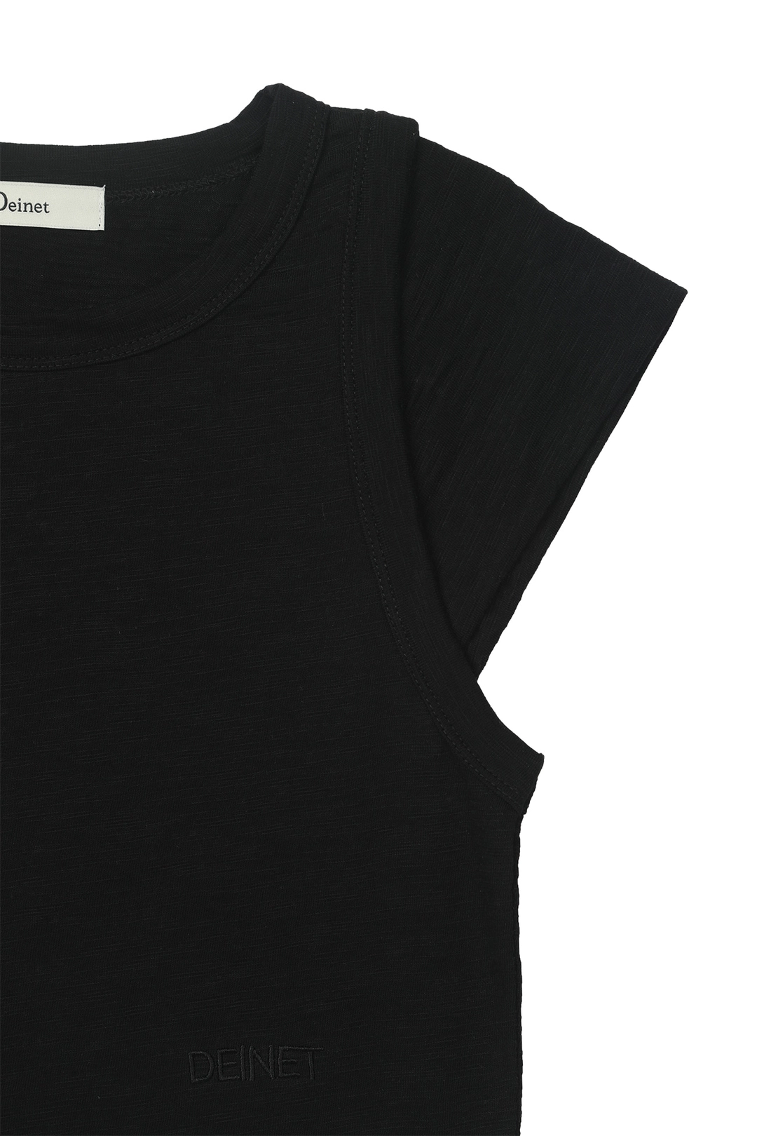 다이닛 SLUB CAP SLEEVE T-SHIRT IN BLACK 상품 이미지 3