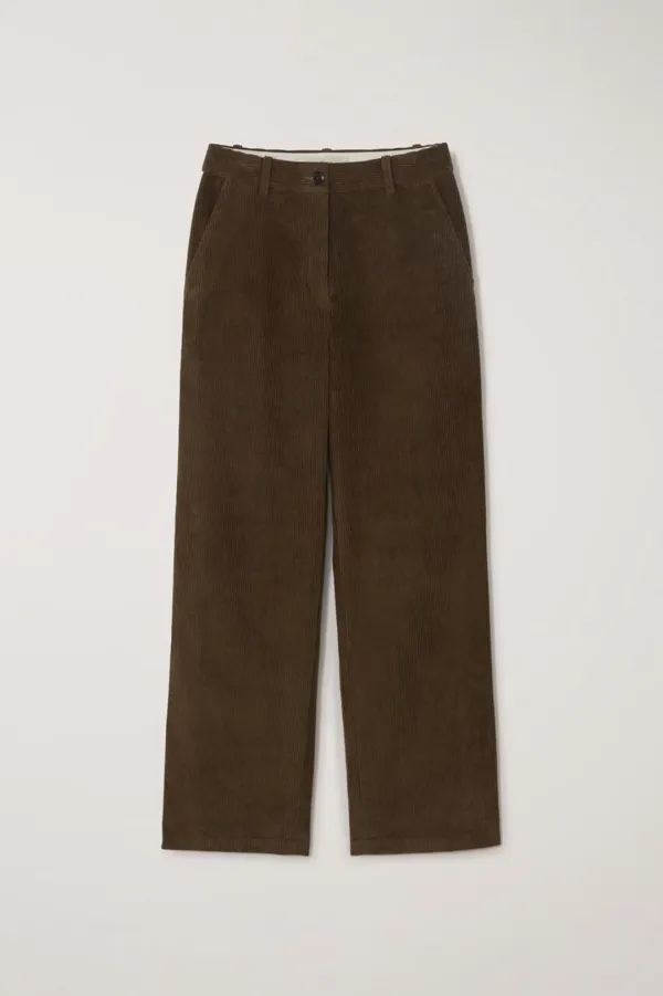 SEMI-WIDE CORDUROY SLACKS BROWN