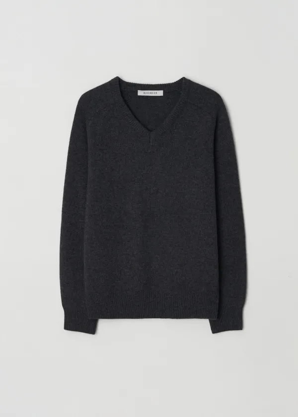 Classic cash v-neck knit (charcoal)