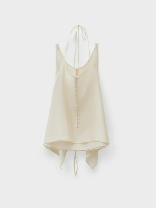 See-Through Button Loop Top_Cream