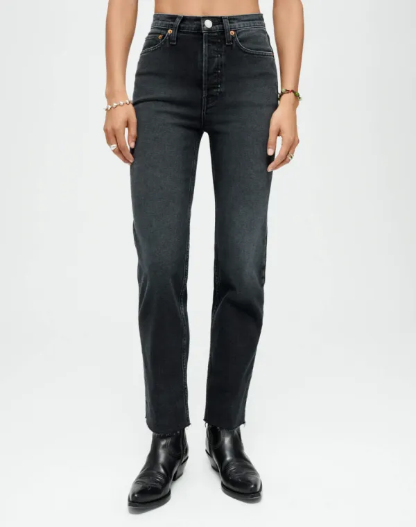 Comfort Stretch High Rise Stove Pipe - Washed Noir