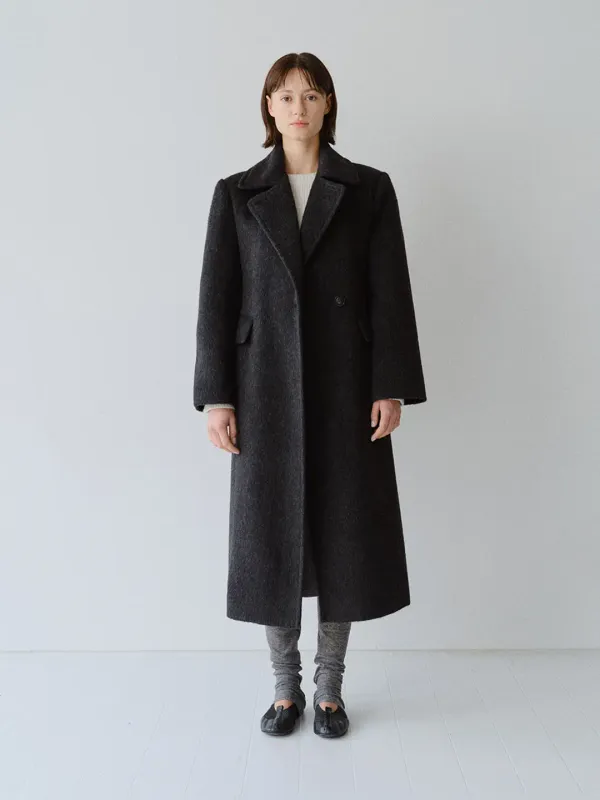 TFF YAK WOOL DOUBLE LINE COAT_CHARCOAL