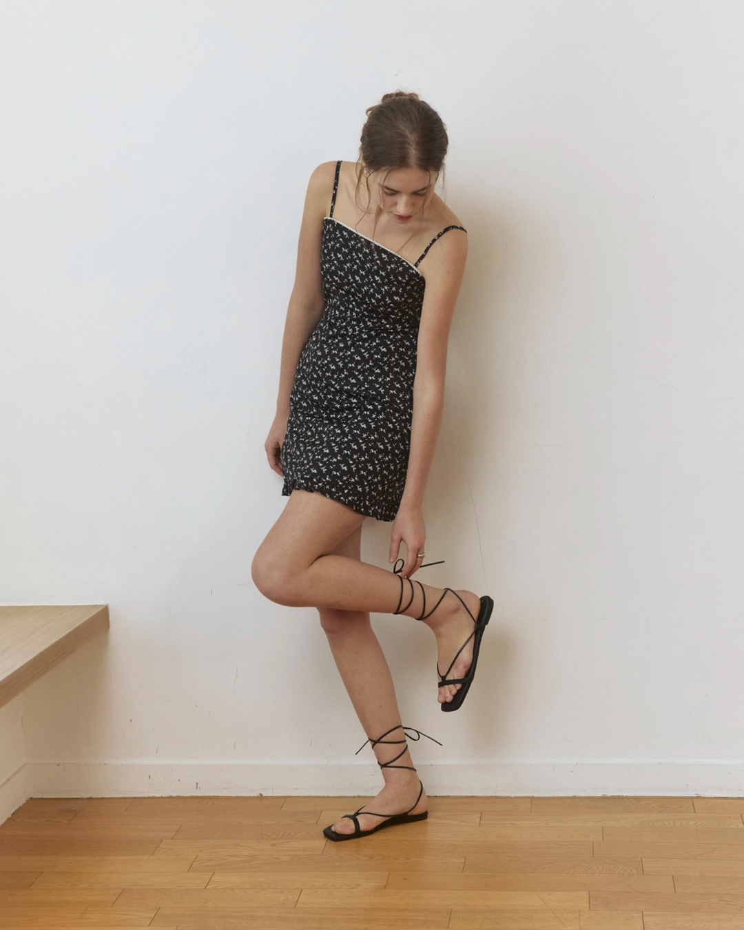 어다울 Lovey vintage pattern mini dress - black 상품 이미지 3