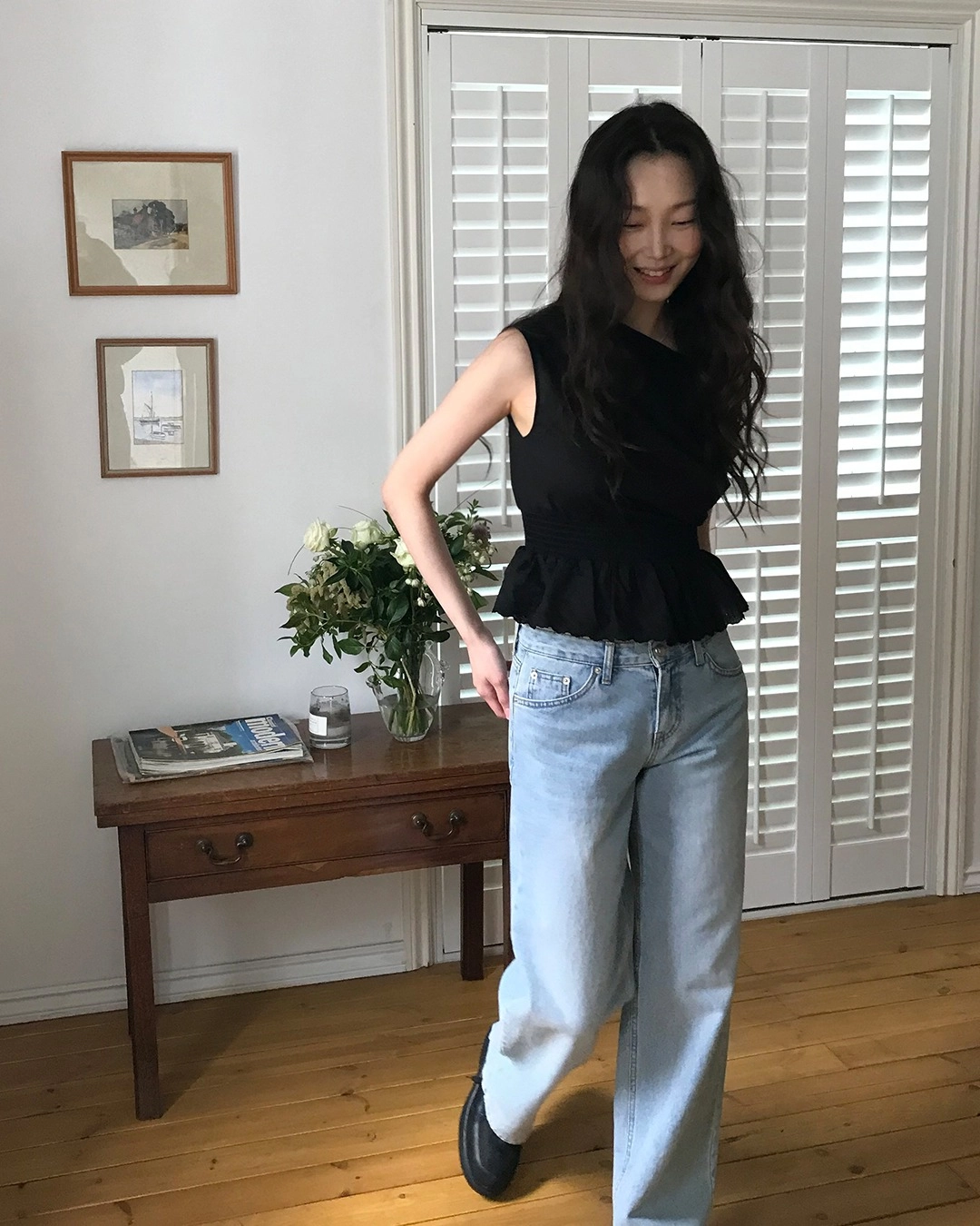 낫유어로즈 @diaryDrape lace blouse (Black) 상품 이미지 1