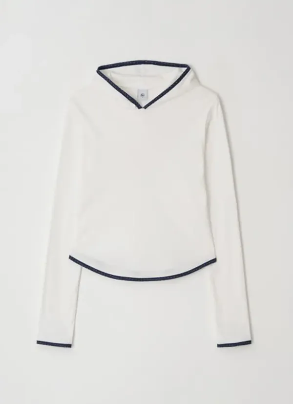 LINE POINT SLIM HOODIE LONG SLEEVE DOT IVORY