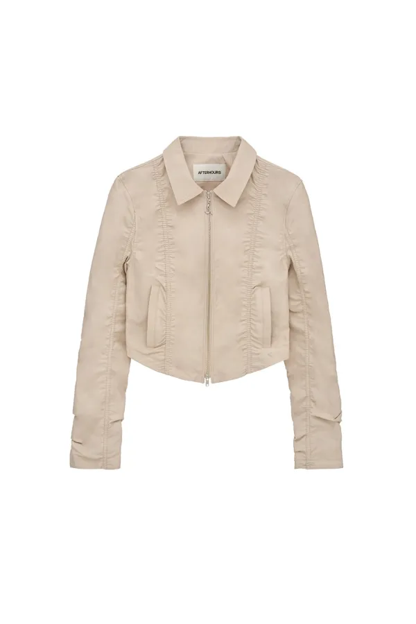 RUCHED SHORT JACKET (BEIGE)