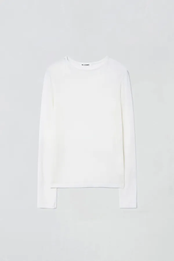 SHEER BOAT NECK TOP_IVORY