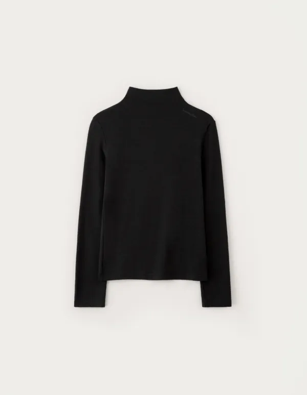 Lettering Turtleneck Top - Black