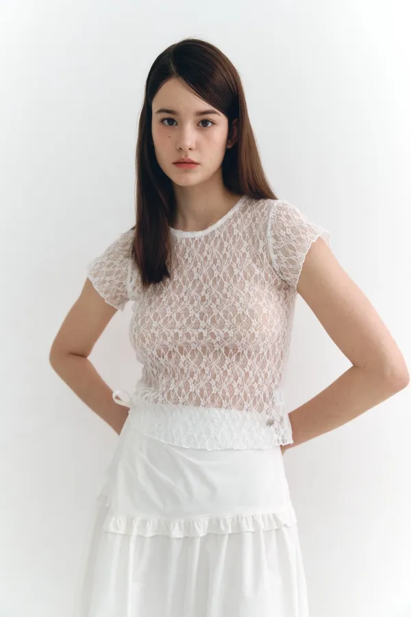 Lace Short Sleeve White