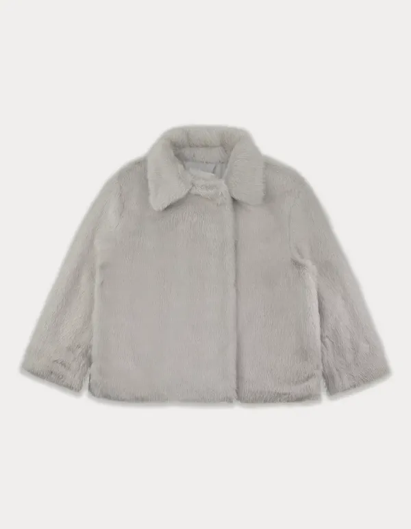Half Fur Jacket - Light Grey