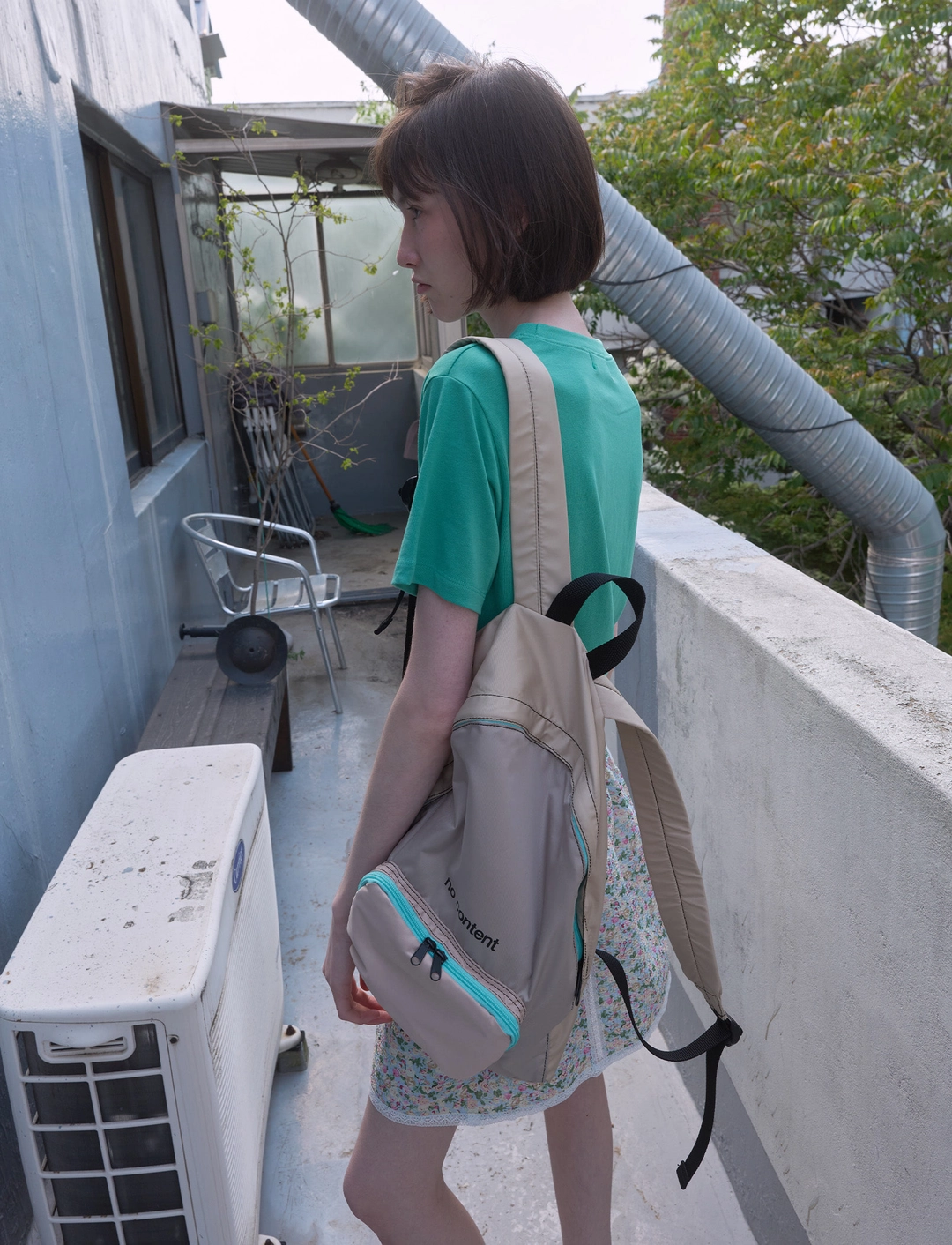 노컨텐츠 386. Nylon Backpack _ Beige 상품 이미지 1