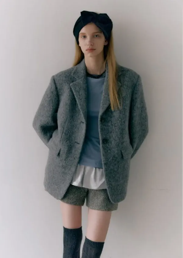 [6차 리오더] ALPACA SINGLE HALF JACKET (ash gray) [이세영 착용]