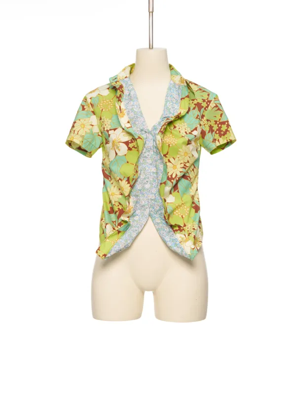 SS26 GREEN FLORAL RUFFLED SHIRT