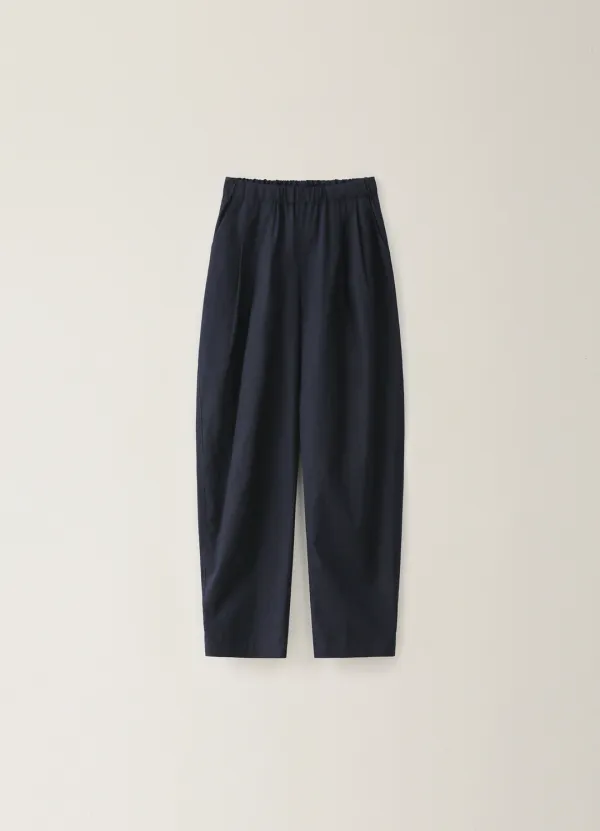 Barrel Leg Banding Pants - Navy