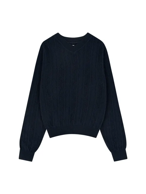 V-NECK SWEATER [NAVY]