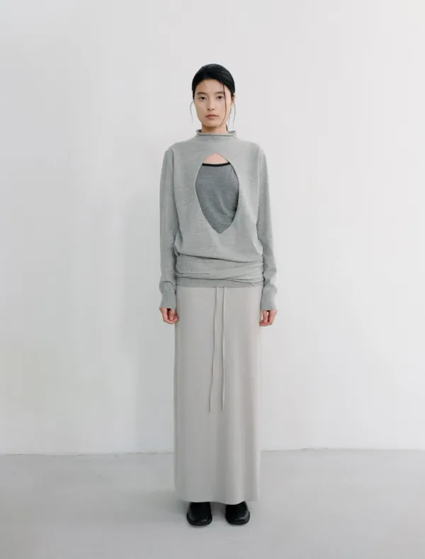CUT-OUT STRAP PULLOVER [MELANGE GREY]