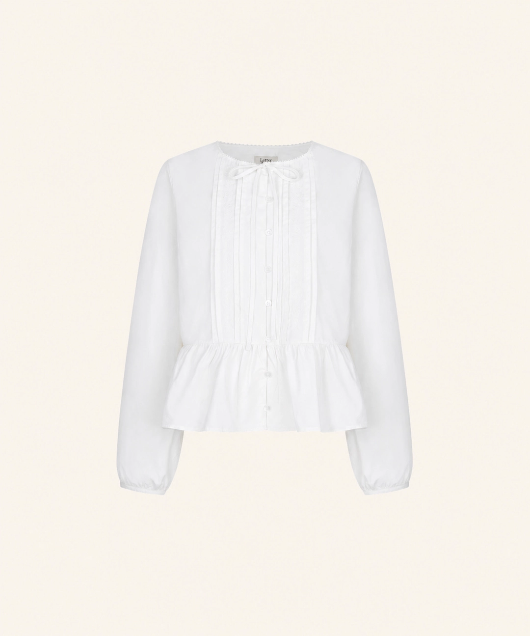 레터프롬문 Floral Embroidered Pintuck Blouse (White) 상품 이미지 1