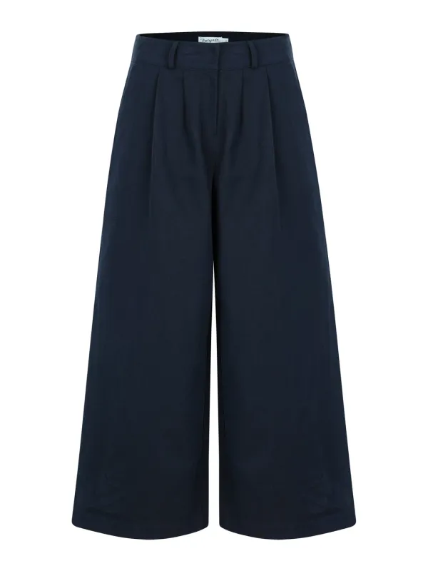 Cotton Pintuck Wide Pants