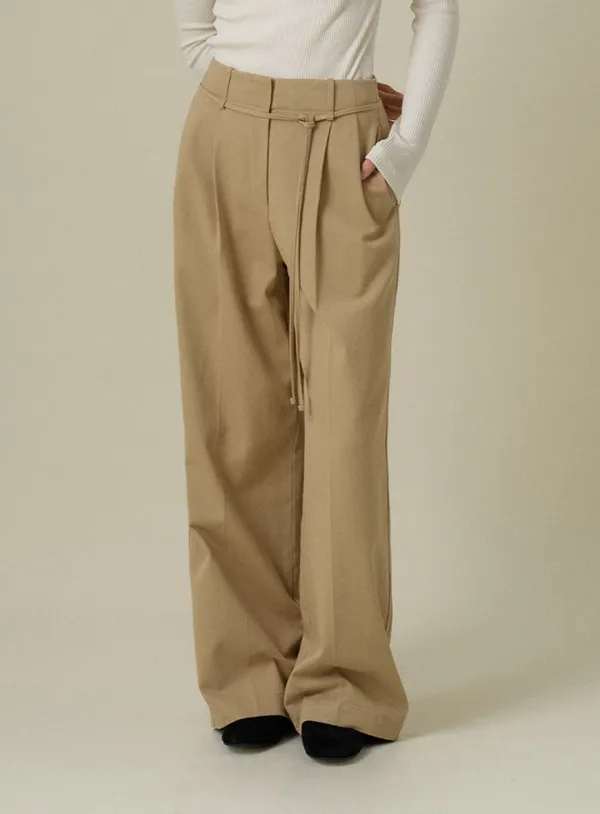 BIAN WIDE TUCK PANTS_BEIGE