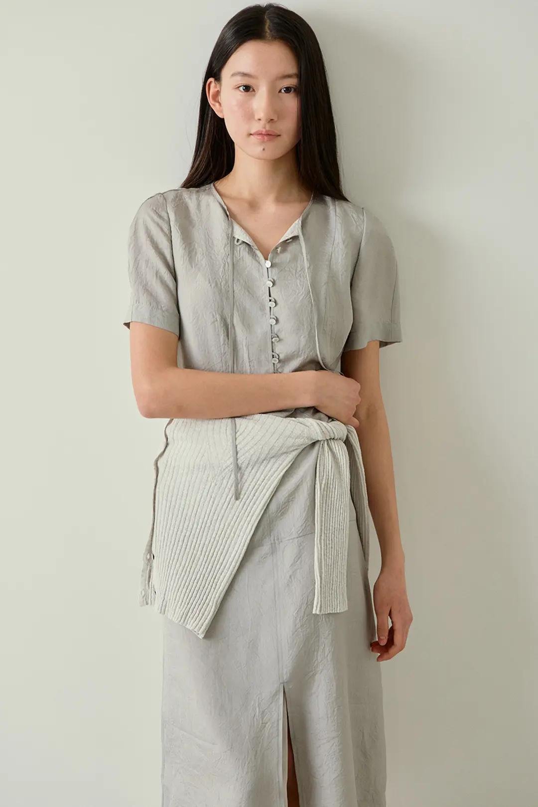 블랭크공삼 button layered dress (greyish mint) 상품 이미지 1