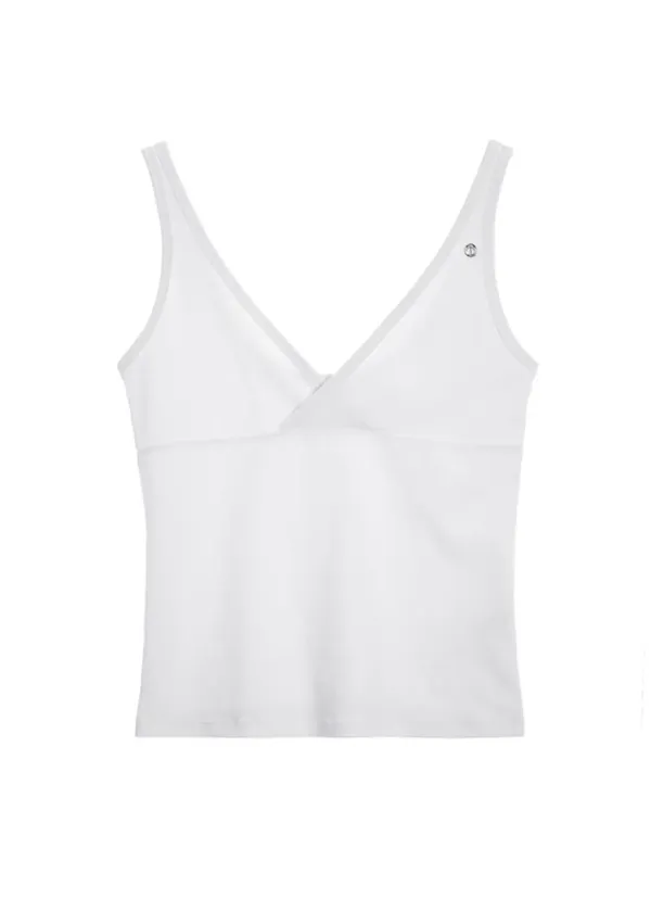 Basic V-Neck Wrap Sleeveless [ White ]