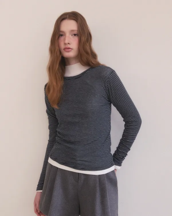 Soft stripe long t shirts - 4color