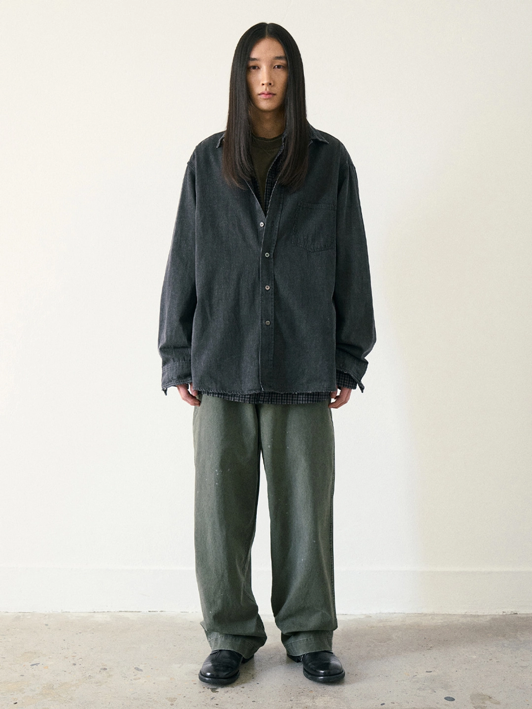 파르티멘토 Wire Linen Denim Shirts_Black 상품 이미지 2