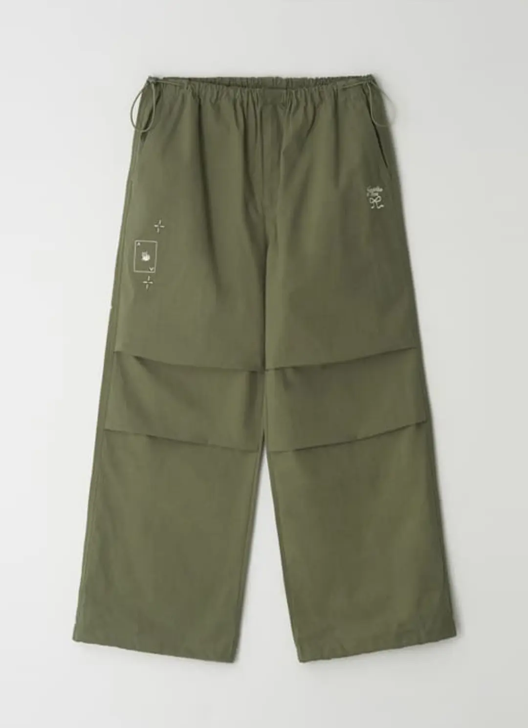 론론 DRAWING STITCH PARACHUTE PANTS KHAKI 상품 이미지 1