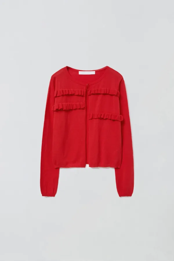 [1차 리오더] SHEER FRILL CARDIGAN_RED