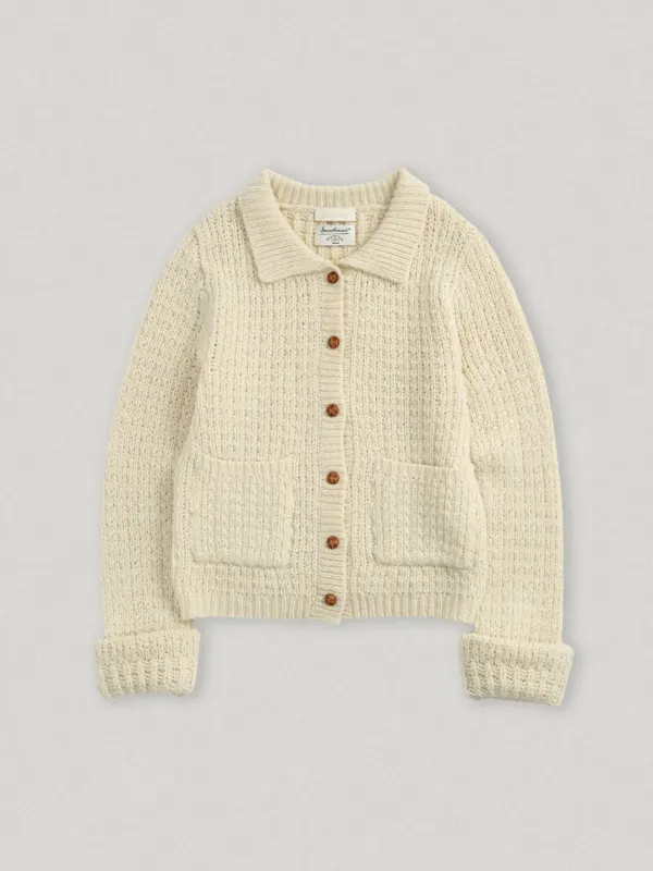 Hannah Collar Knit Cardigan Cream (13th)