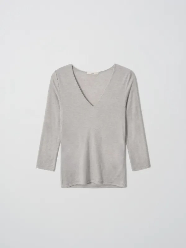 BASIC V-NECK TOP [LIGHT GREY]