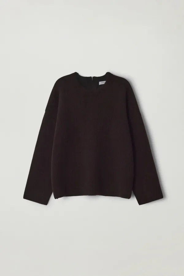 Zipped wool sweater (Brown)