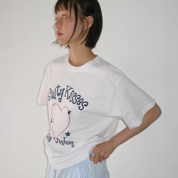 SALTY KISSES BASIC FIT T SHIRT WHITE