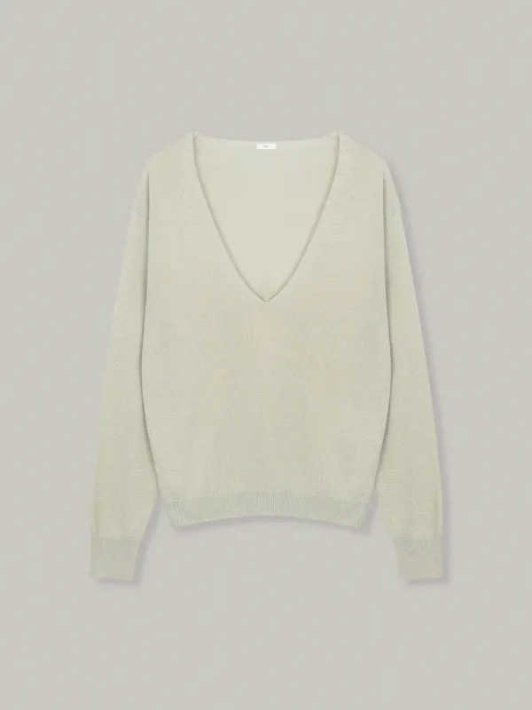 deep v-neck silk knit (beige)