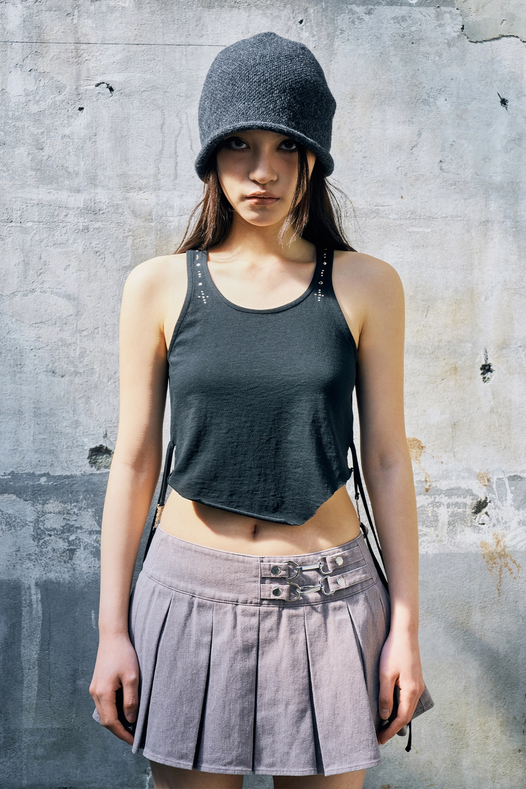 와이이이엘 SIDE STRING TANK TOP BLACK 상품 이미지 2