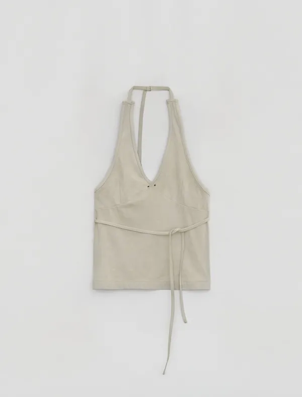[1st REORDER] SUEDE HALTER TOP [BEIGE]