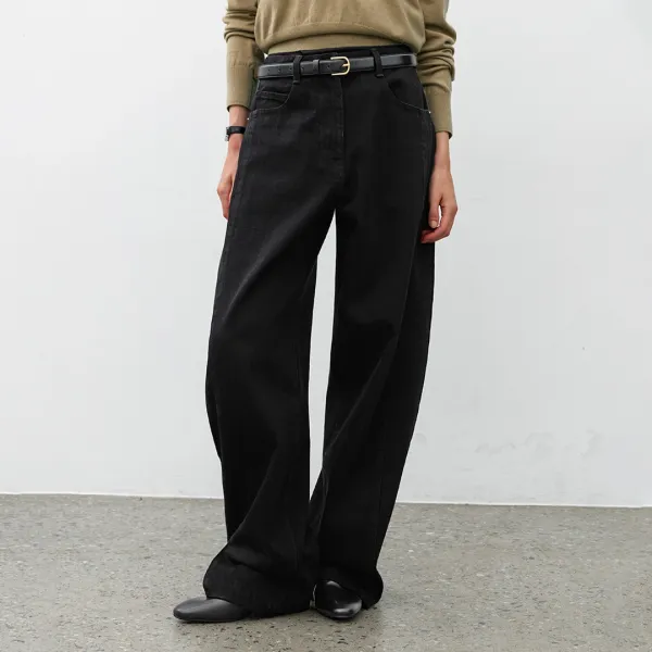 (PT-5692)HIGH WAIST CURVED DENIM PANTS